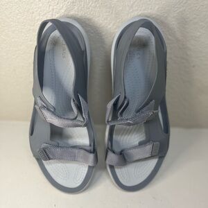 Crocs Swiftwater Gray Strappy Sandals Adjustable Straps Women’s Sz 10